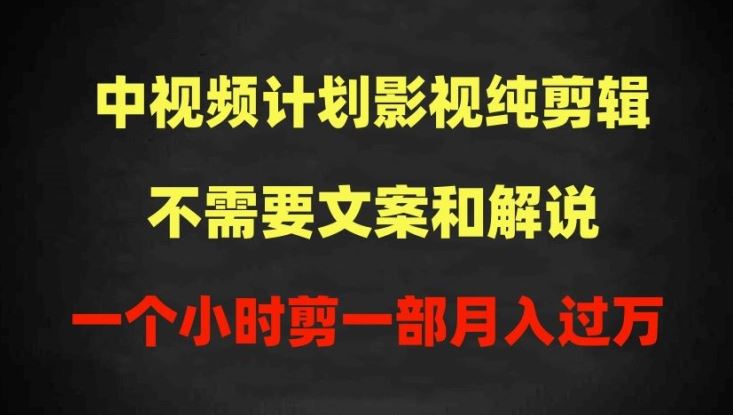 中视频计划影视纯剪辑,不需要文案和解说,一个小时剪一部,100%过原创月入过万【揭秘】-优优云网创