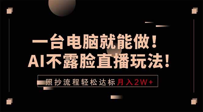 (18472期)一台电脑就能做!AI不露脸直播玩法,照抄流程轻松达标月入2W+-优优云网创