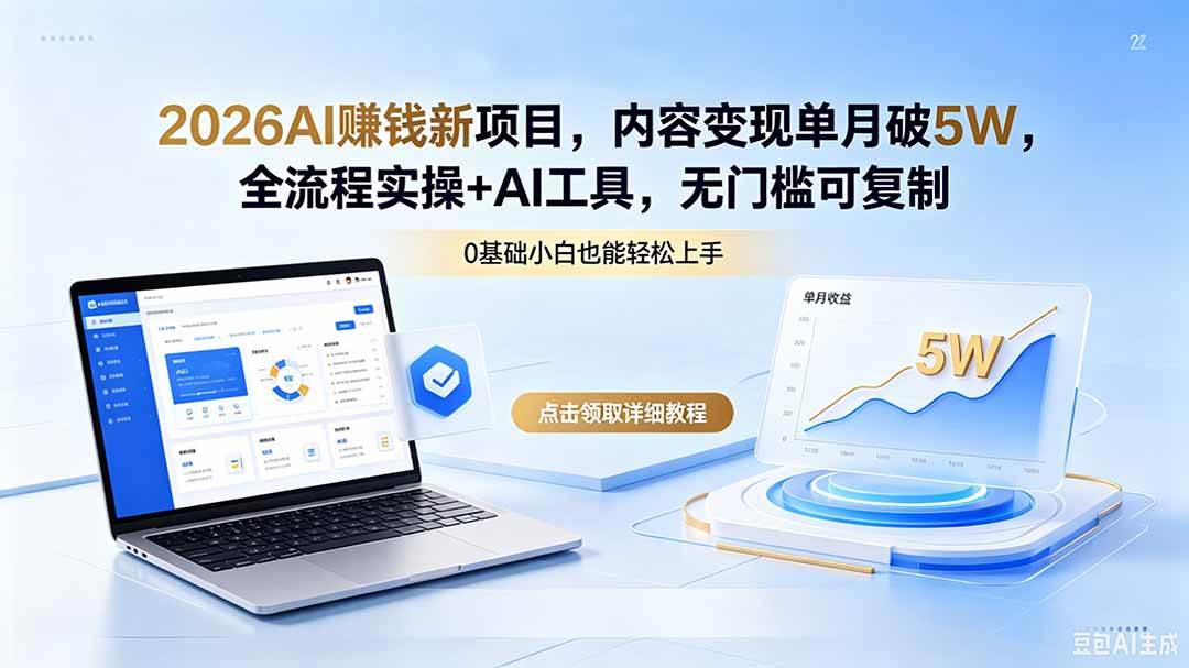 (18476期)2026AI赚钱新项目,内容变现单月破5W,全流程实操+AI工具,无门槛可复制-优优云网创