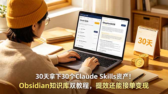 30天拿下30个Claude Skills资产!Obsidian知识库双教程,提效还能接单变现-优优云网创
