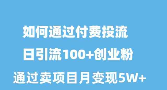 (10189期)如何通过付费投流日引流100+创业粉月变现5W+-优优云网创