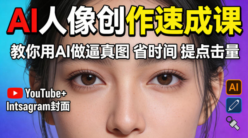 YouTube+Instagram封面没人点?AI人像创作速成课,教你用AI做逼真图,省时间还能提点击量!-优优云网创