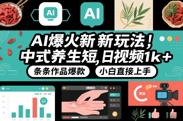 AI爆火新玩法,中式养生短视频,日收益1k+条条作品爆款,小白直接上手,附详细教程-优优云网创