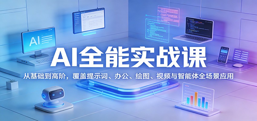 AI全能实战课:从基础到高阶,覆盖提示词、办公、绘图、视频与智能体全场景应用-优优云网创