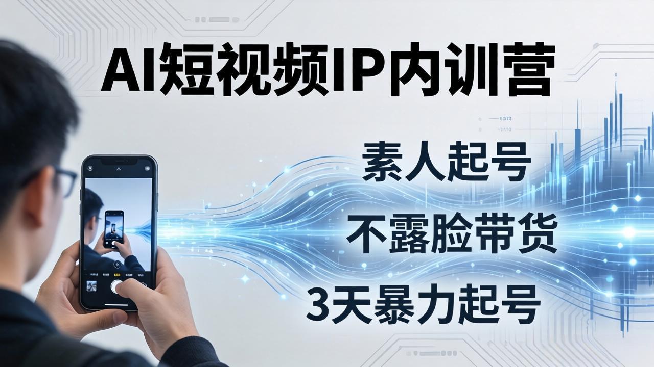 2026AI短视频IP内训营-更新：从素人起号到不露脸带货，3天暴力起号全流程拆解-优优云网创