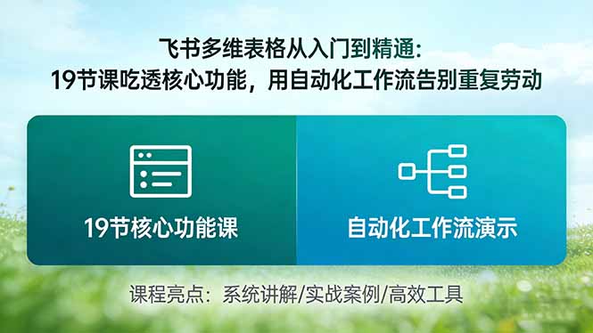 飞书多维表格从入门到精通:19节课吃透核心功能,用自动化工作流告别重复劳动-优优云网创