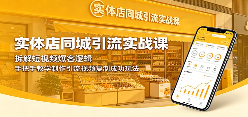 实体店同城引流实战课:拆解短视频爆客逻辑,手把手教学制作引流视频复制成功玩法-优优云网创