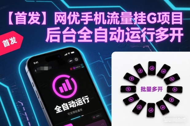 【首发】网优手机流量挂G项目,后台全自动运行,可无限批量多开【揭秘】-优优云网创