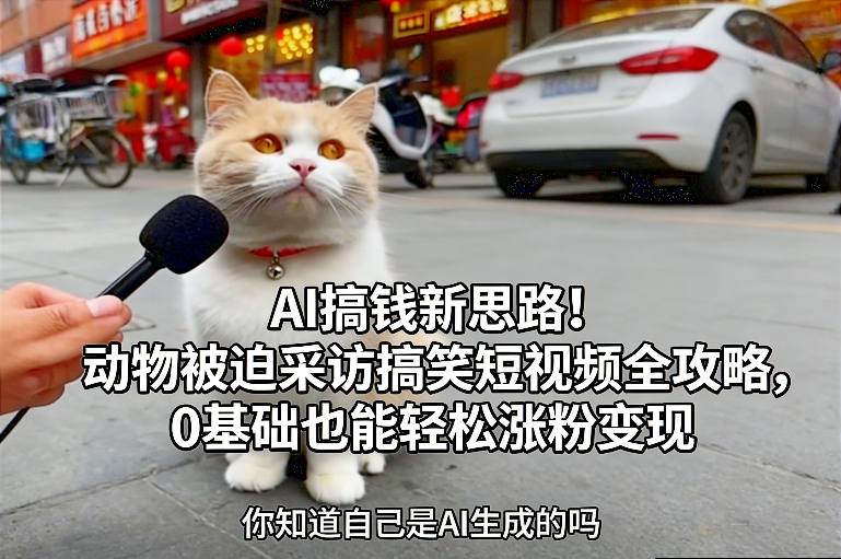 AI搞钱新思路!动物被迫采访搞笑短视频全攻略,0基础也能轻松涨粉变现-优优云网创