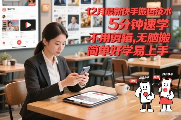 12月最新快手搬运技术,5分钟速学,不用剪辑无脑搬,简单好学易上手-优优云网创