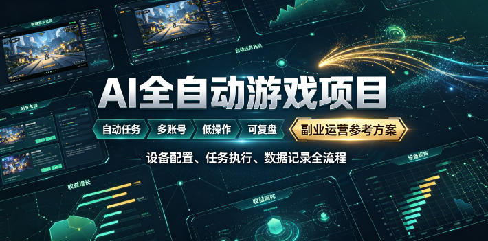 AI全自动游戏躺賺副业：日入几百，稳定运行三年的项目！【揭秘】-优优云网创