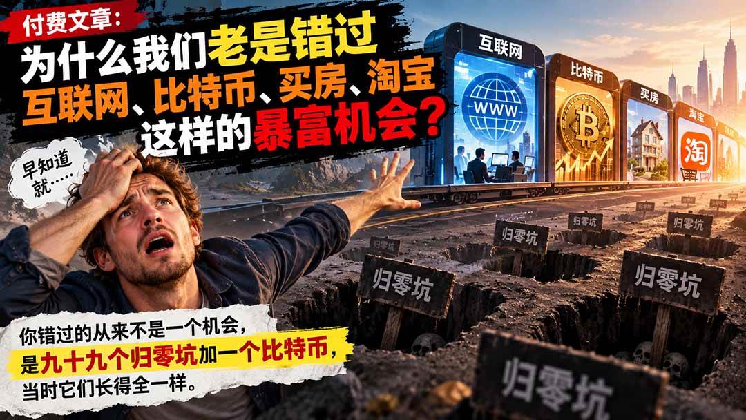 (20834期)付费文章:为什么我们老是错过互联网、比特币、买 房、淘宝这样的暴富机会?-优优云网创-中创网