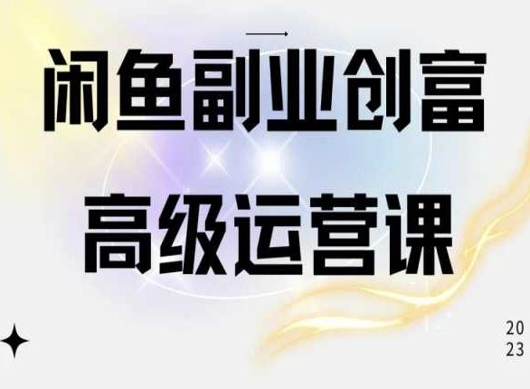 闲鱼电商运营高级课程,一部手机学会闲鱼开店赚钱-优优云网创