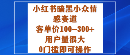 小红书暗黑小众情感赛道,客单价100-300+用户量很大,0门槛即可操作-优优云网创