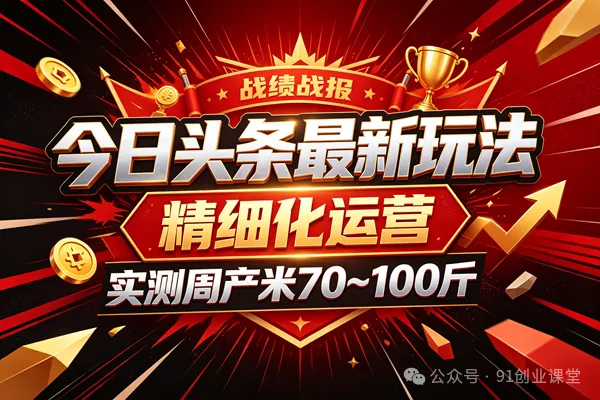 今日头条最新玩法,精细化运营,躺米,实测周产米 70~100 斤,兔米橡木,全新躺.zhuan模式-优优云网创-中创网