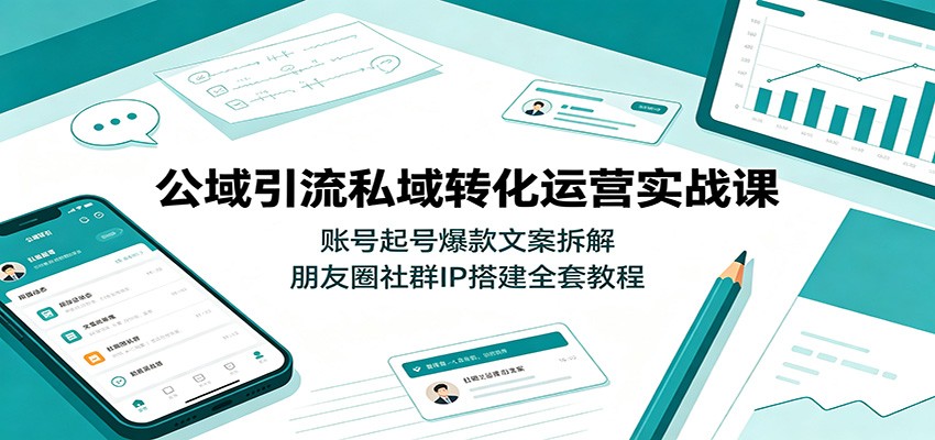 公域引流私域转化运营实战课:账号起号爆款文案拆解,朋友圈社群IP搭建全套教程-优优云网创