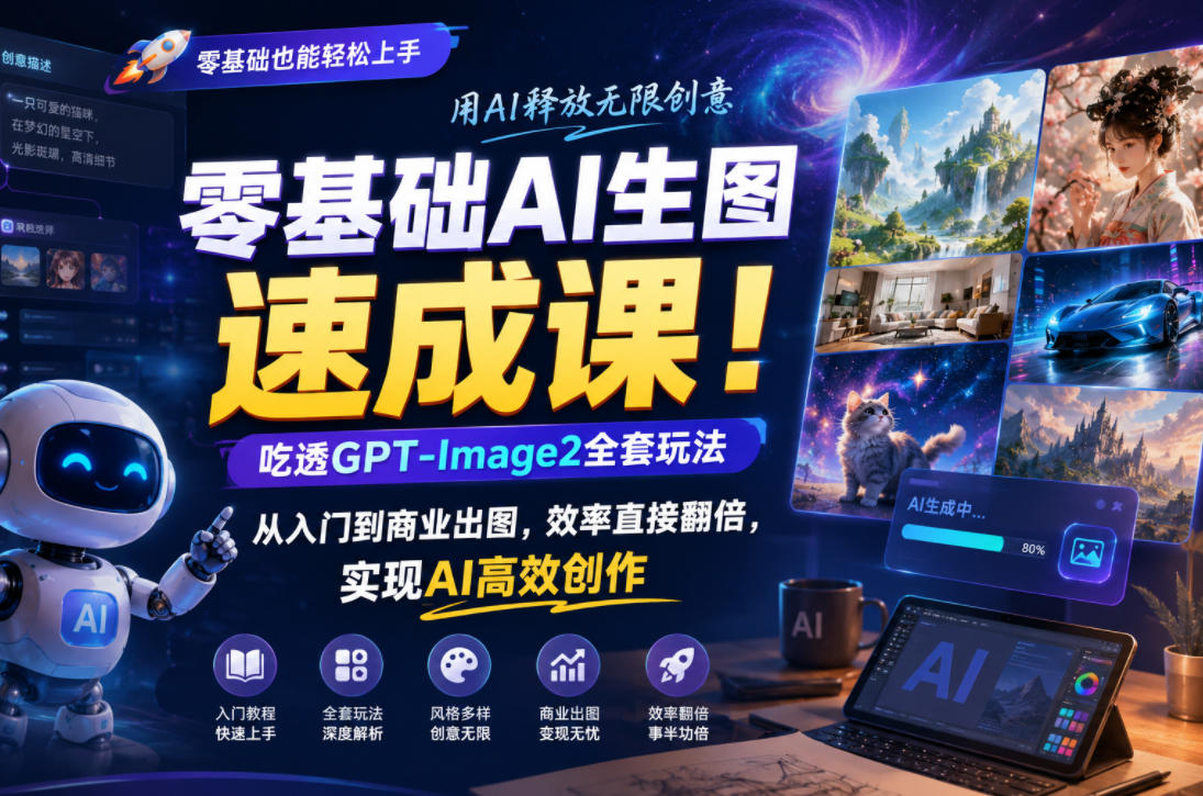 零基础AI生图速成课!吃透GPT-Image2全套玩法,从入门到商业出图,效率直接翻倍,实现AI高效创作-优优云网创