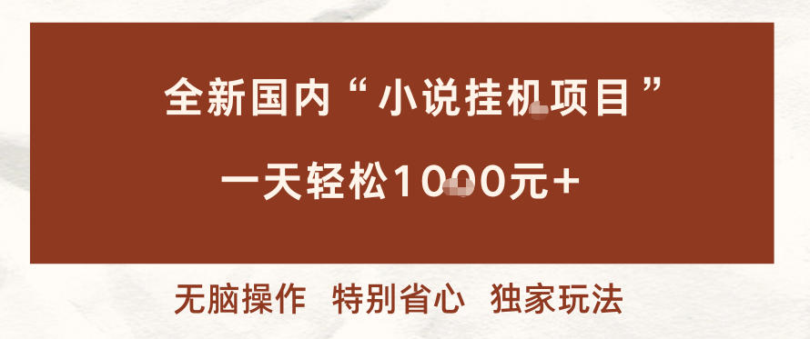 全新国内小说挂G项目,多窗口无脑跑,一天轻松1k+,特别省心【揭秘】-优优云网创