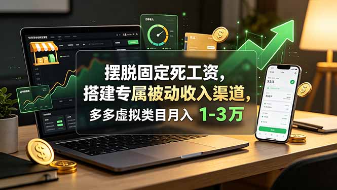 摆脱固定死工资,搭建专属被动收入渠道,多多虚拟类目月入 1-3 万-优优云网创