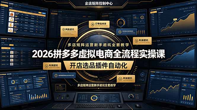 2026拼多多虚拟电商全流程实操课,开店选品插件自动化,多店矩阵运营新手避坑全套教学-优优云网创