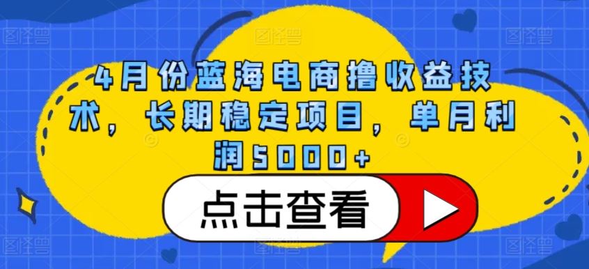 4月份蓝海电商撸收益技术,长期稳定项目,单月利润5000+【揭秘】-优优云网创
