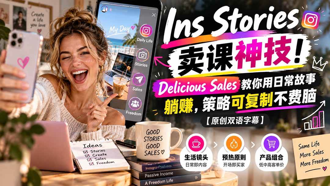(20767期)Ins Stories 卖课神技!Delicious Sales 教你用日常故事躺赚,策略可复制不费脑【原创双语字幕】-优优云网创-中创网