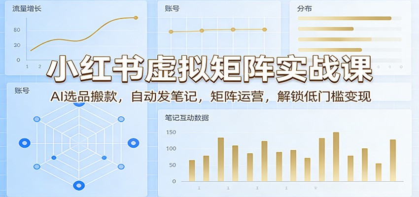 小红书虚拟矩阵实战课:AI选品搬款,自动发笔记,矩阵运营,解锁低门槛变现-优优云网创