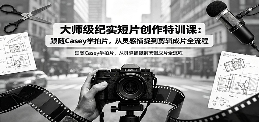 大师级纪实短片创作特训课:跟随Casey学拍片,从灵感捕捉到剪辑成片全流程-优优云网创