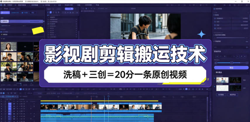 影视剧剪辑搬运技术,洗稿+三创=20分一条原创视频-优优云网创