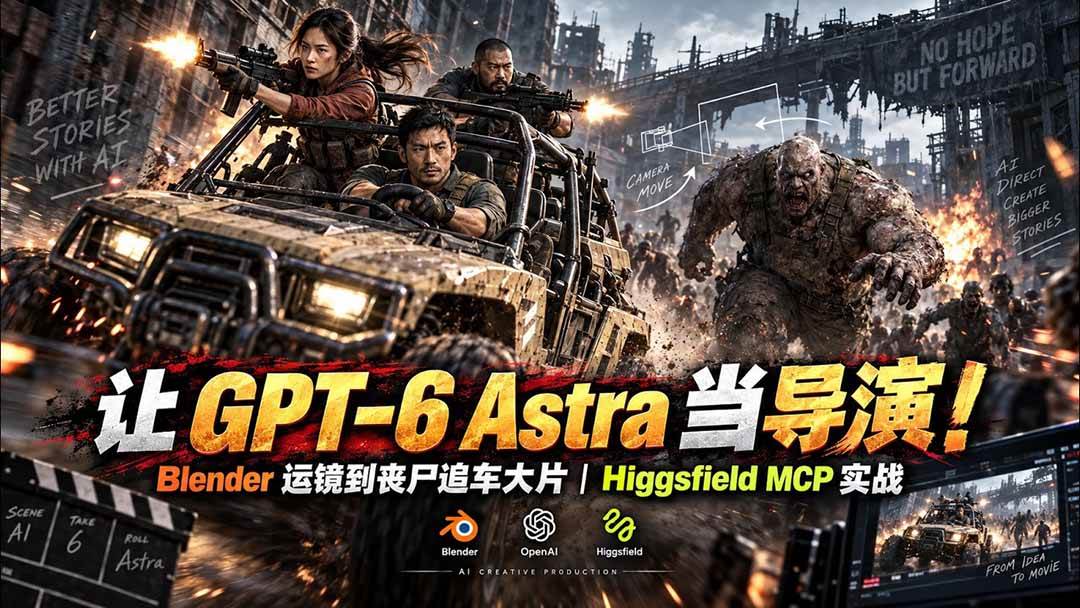 (20762期)【无水印】让 GPT-6 Astra 当导演!Blender 运镜到丧尸追车大片|Higgsfield MCP 实战-优优云网创-中创网