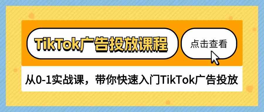 TikTok广告投放课程,从0-1实战课,带你快速入门TikTok广告投放(30节课)-优优云网创