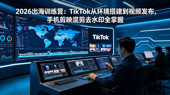 2026出海训练营：TikTok从环境搭建到视频发布，手机剪映混剪去水印全掌握-优优云网创