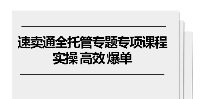 (10917期)速卖通 全托管专题专项课程,实操 高效 爆单(11节课)-优优云网创