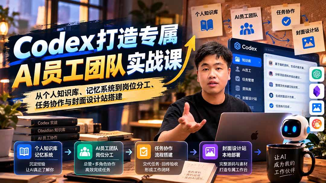 (20916期)【无水印】Codex打造专属AI员工团队实战课:从个人知识库、记忆系统到岗位分工、任务协作与封面设计站搭建-优优云网创-中创网