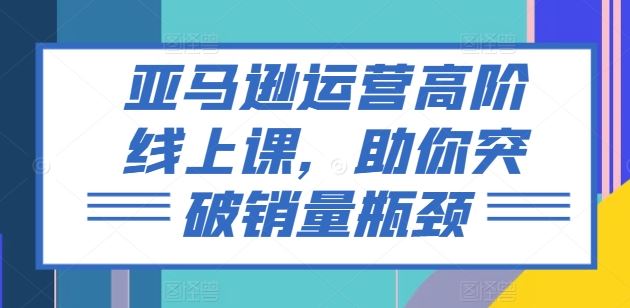 亚马逊运营高阶线上课,助你突破销量瓶颈