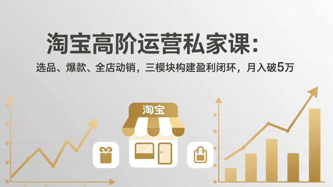 淘宝高阶运营私家课:选品、爆款、全店动销,三模块构建盈利闭环,月入破5万(更新26年2月-优优云网创