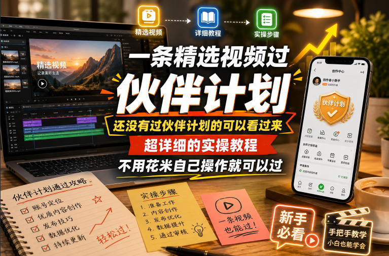 一条精选视频过伙伴计划,还没有过伙伴计划的可以看过来,超详细的实操教程,不用花米自己操作就可以过-优优云网创