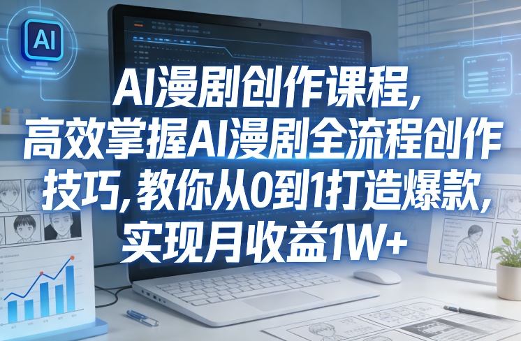 某社群AI漫剧创作课程,高效掌握AI漫剧全流程创作技巧,教你从0到1打造爆款,实现月收益1W+-优优云网创