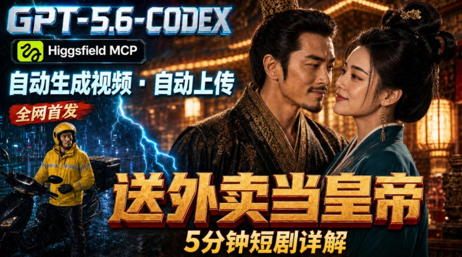 GPT-5.6 Codex+Higgsfield MCP:一条指令生成5分钟短剧并自动上传YouTube(油管)-优优云网创
