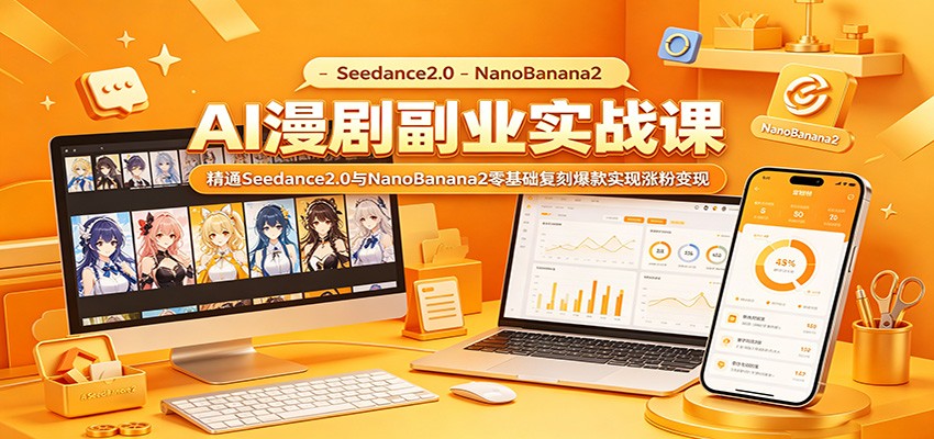 AI漫剧副业实战课:精通Seedance2.0与NanoBanana2零基础复刻爆款实现涨粉变现-优优云网创