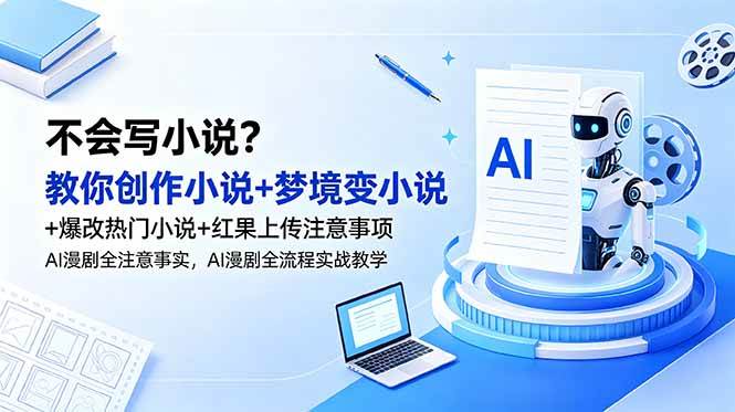 （18801期）不会写小说？教你创作小说+梦境变小说+爆改热门小说+红果上传注意事项，AI漫剧全流程实战教学