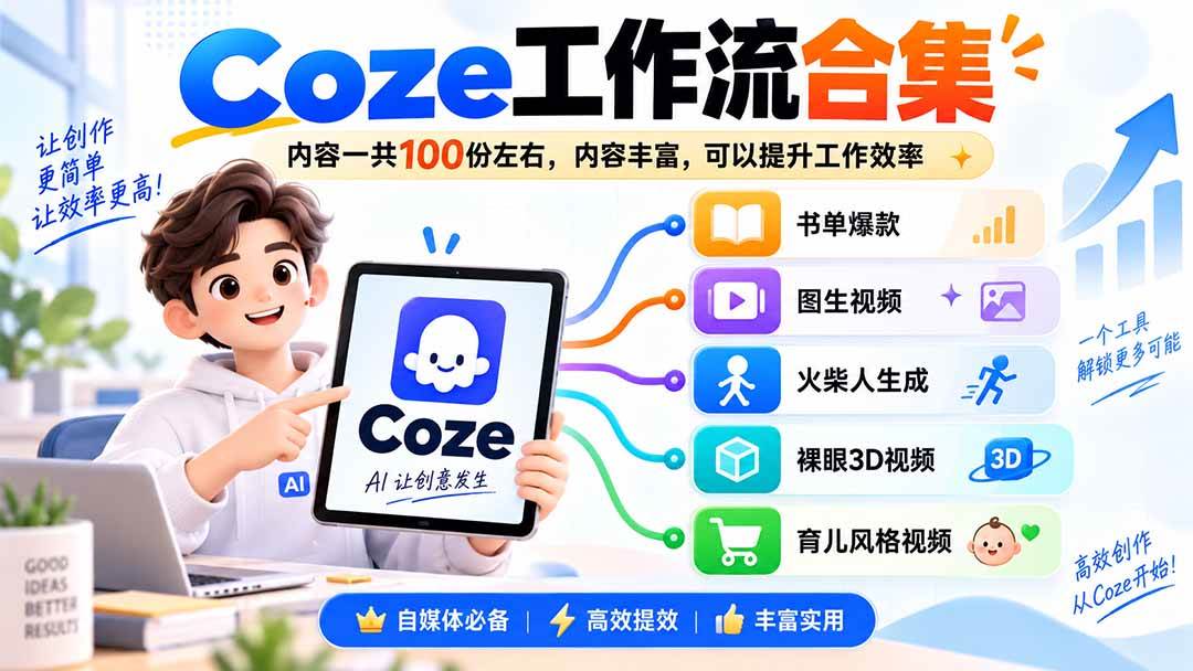 (20440期)Coze工作流合集,内容一共100份左右,内容丰富,可以提供工作效率-优优云网创-中创网