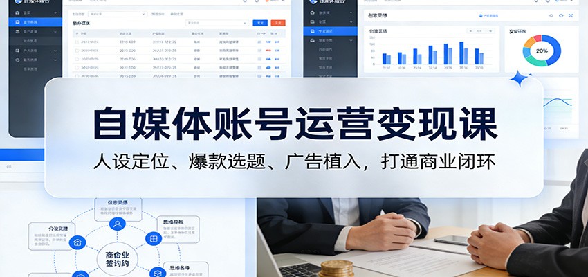 自媒体账号运营变现课:人设定位、爆款选题、广告植入,打通商业闭环-优优云网创