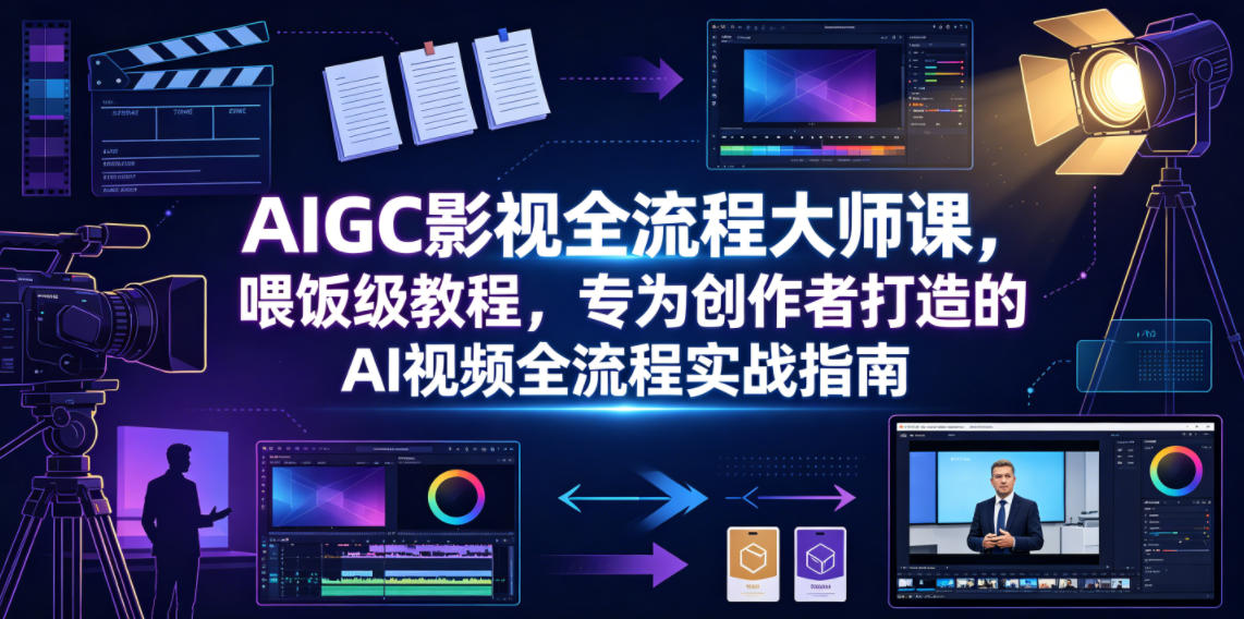 AIGC影视全流程大师课,喂饭级教程,专为创作者打造的AI视频全流程实战指南-优优云网创