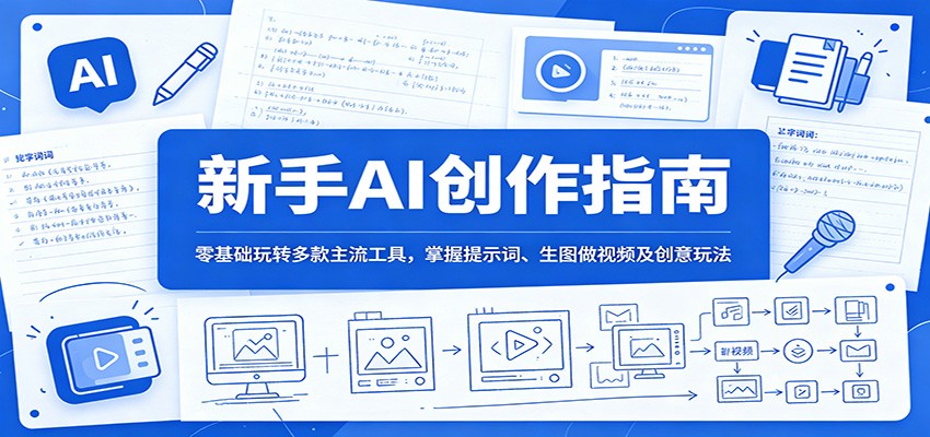 新手AI创作指南：零基础玩转多款主流工具，掌握提示词、生图做视频及创意玩法-优优云网创