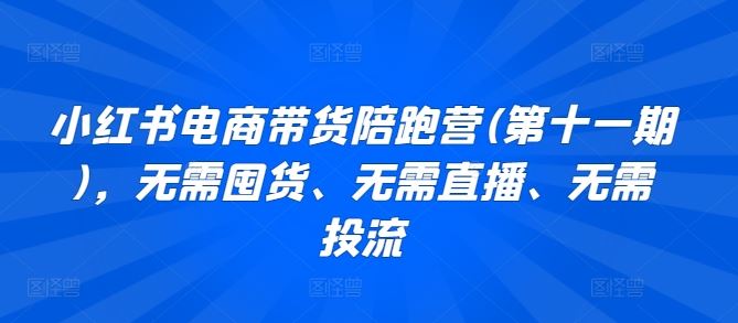 小红书电商带货陪跑营(第十一期),无需囤货、无需直播、无需投流-优优云网创