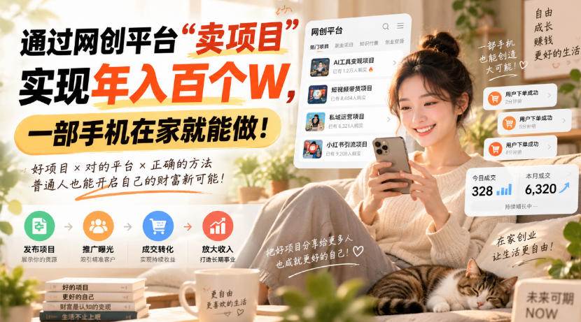 (20445期)通过网创平台“卖项目”实现年入百万,一部手机在家就能做!-优优云网创-中创网