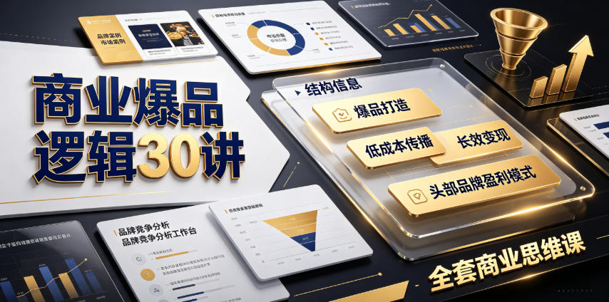 商业爆品逻辑30讲|拆解各行各业头部品牌盈利模式,吃透爆品打造、低成本传播、长效变现全套商业思维课-优优云网创