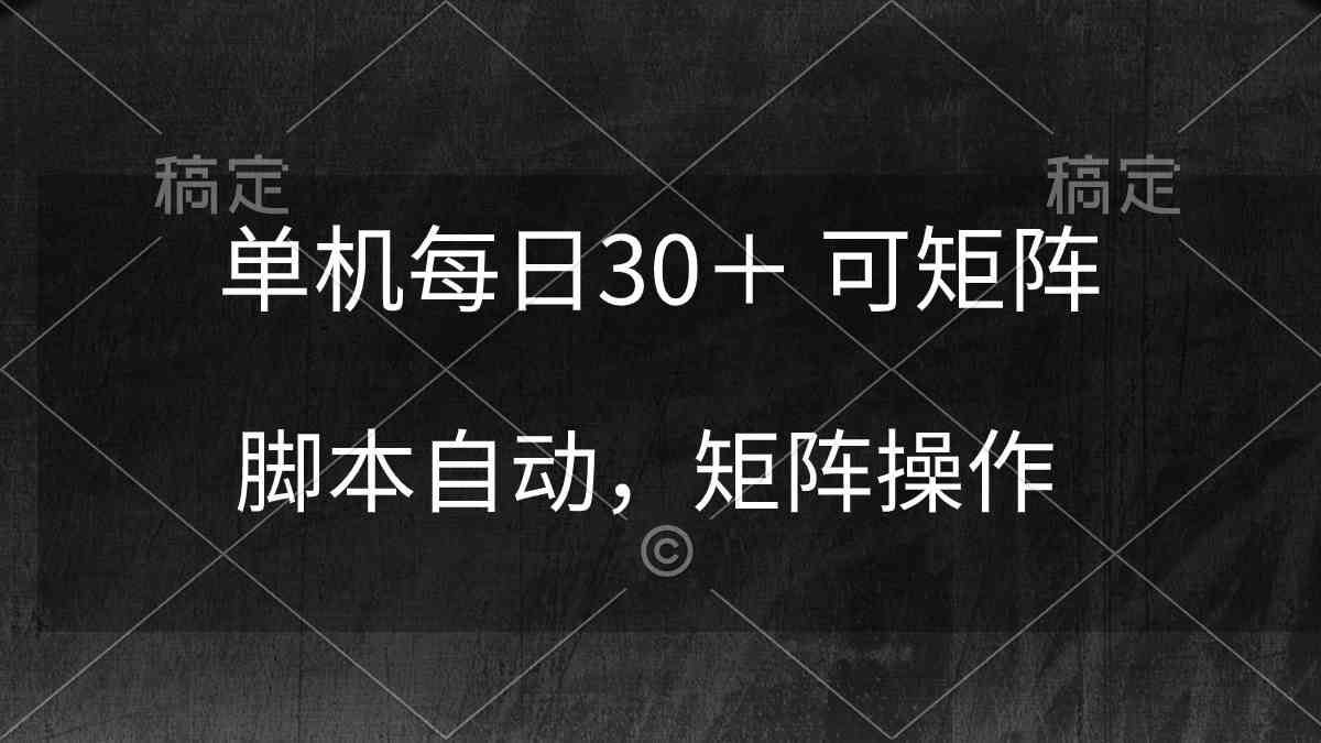 (10100期)单机每日30+ 可矩阵,脚本自动 稳定躺赚-优优云网创