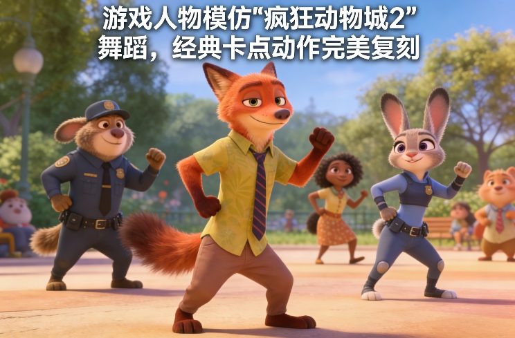 游戏人物模仿“疯狂动物城2”舞蹈,经典卡点动作完美复刻-优优云网创